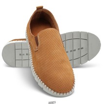 The Gentleman&#39;s Breathable Comfort Leather Slip Ons TAN 9 Shoes PRIMOCX - £37.92 GBP