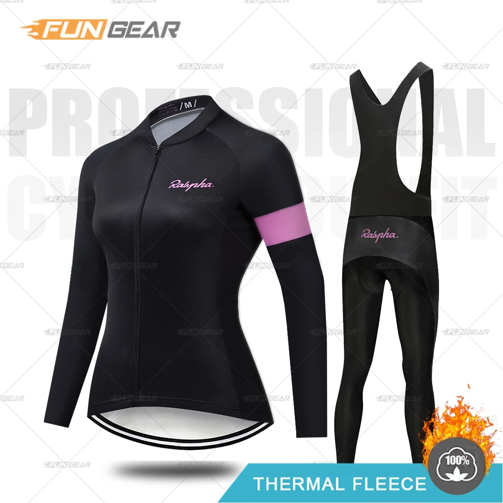 Sporting Winter Women&#39;s Cycling Clothing Long Sleeve  Set Thermal Fleece Clothes - £53.55 GBP