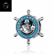 Sea Sail Compass Boat Ocean Life Bead Charm Sterling Silver 925 For Bracelets - £16.75 GBP