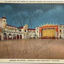 c1941 Eddy Howard Dick Jurgens &amp; Band Signed Chicago Aragon Ballroom Postcard - £160.81 GBP