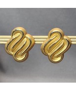 Vintage Matte Gold-tone Clip-on Earrings Chunky Swirl Estate Costume Jew... - £19.55 GBP