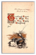 Christmas Geetings Sincere Bridge Sketch Swan Gilt Embossed DB Postcard R30 - £2.92 GBP