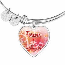 Forever With You Stainless Steel or 18k Gold Heart Bangle Bracelet - £37.92 GBP+