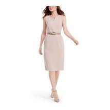 Nine West Womens 10 Adobe Rose Tan Belted A Line Dress NWD DA83 - $44.09