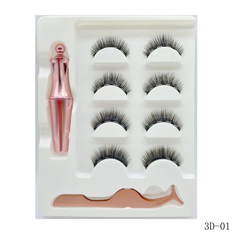 Iagem false eyelashes set waterproof liquid short natural lasting handmade eyelash make thumb200