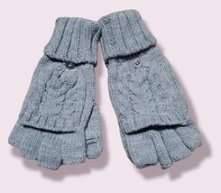 Ladies Cold Weather Fingerless Cable Knit Gloves Mittens Gray One Size - £7.08 GBP