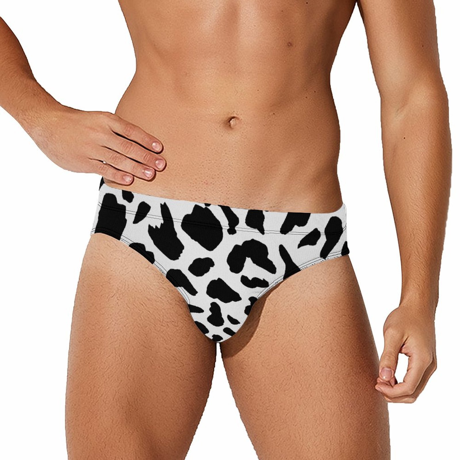 Mondxflaur Cow Skin Style Men Swim Briefs Sexy Swimming Trunks Quick Dry Soft