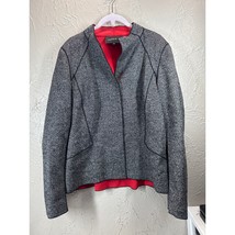  Lafayette 148 New York Wool Silk Blend Blazer Women&#39;s Black White Red S... - $650.93 MXN