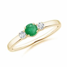 ANGARA Classic Emerald and Diamond Three Stone Engagement Ring - £475.70 GBP