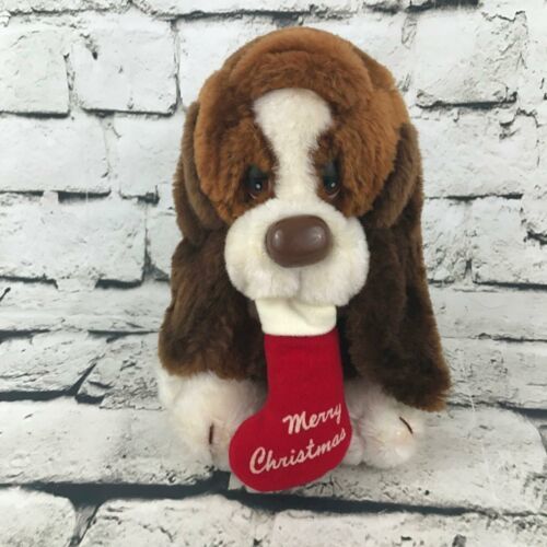 Primary image for Vtg Russ Berrie Baxter The Basset Hound W/Christmas Stocking Hound Dog 9" Plush 