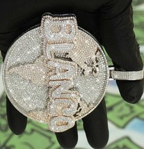 Hombres 5Ct Redondo Imitación Diamante Personalizar Colgante 14K Rosa Oro FN - £231.58 GBP