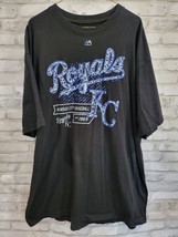 Majestic Embroidered KC Royals T-Shirt Black Est 1969 Kansas City Baseball - $365.60 MXN