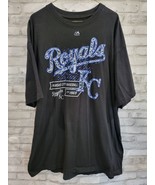 Majestic Embroidered KC Royals T-Shirt Black Est 1969 Kansas City Baseball - $365.60 MXN