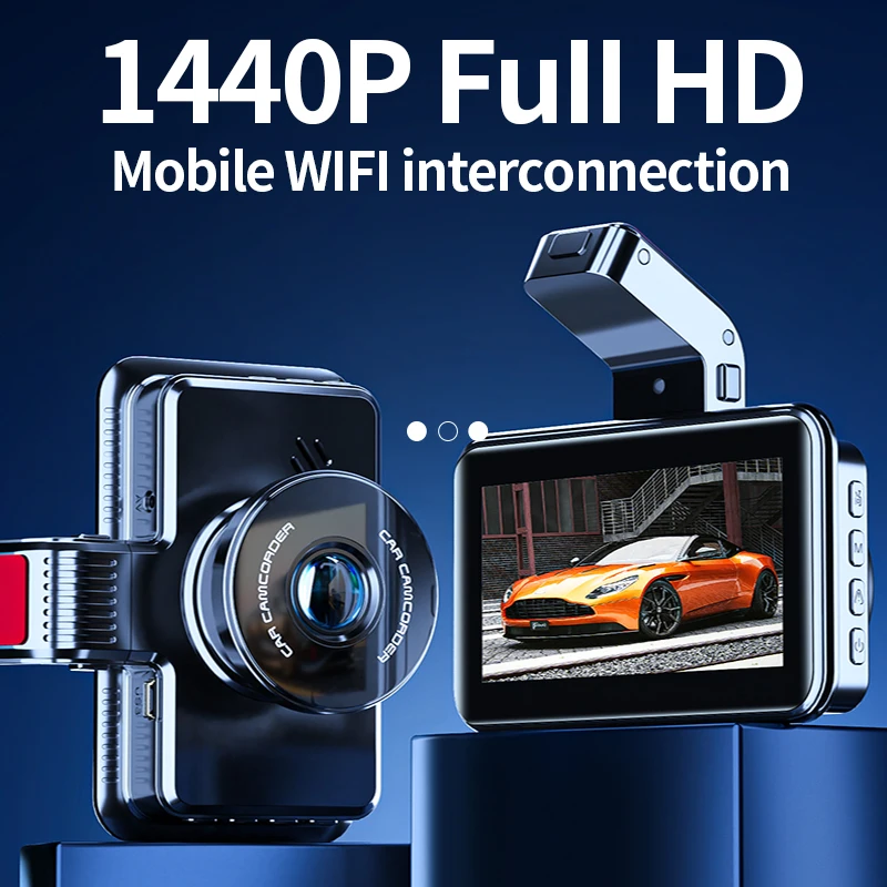 WIFI 1440P Dash Car Dash Cam Camera Dual Lens Built In  DVR Recorder Dashcam  - £31.51 GBP+