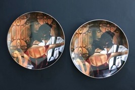 Evening Tango Trish Biddle Art Salad Plates Couple Dancing Retro Glam - $35.64