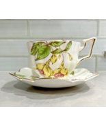 SALISBURY tea cup and saucer floral painted daffodil fairy shape teacup ... - £26.40 GBP