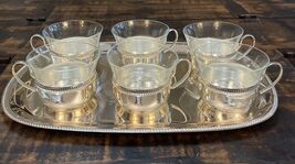 Vintage German Set, BMF Silver Plated Tray, With 6 Silver Plated Cups - $439.56 MXN