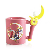 Sailor Moon Wand Handle 13 oz. Ceramic Mug Pink - £22.36 GBP
