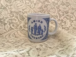 Vintage Souvenir Coffee Mug - Amish Country Blue and White - £12.41 GBP