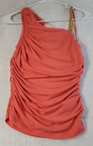 Michael Kors Tank Top Womens Size XS Coral Ruched Sleeveless Gold Chain Strap - £14.10 GBP
