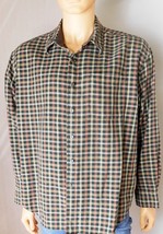 Haggar Men&#39;s Dress Shirt Size XXL - 100% Cotton - Greed/Red Brown Checks - $14.01