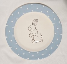 Blossoms &amp; Blooms Easter Dessert Plate Bunny Blue Polka Dot Vintage - $9.89
