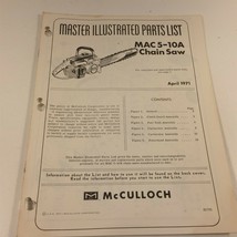 1971 McCulloch Mac 5-10A Chain Saw Master Illustrated Parts List 85763 - £23.59 GBP