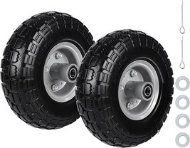 2PC 10 Solid Flat Free Tires and Wheels Replacement tires for hand cart/... - £30.06 GBP