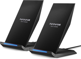 Fast Wireless Charger, [2 Pack] NANAMI Qi Certified Wireless Charging Stand Comp - £39.83 GBP