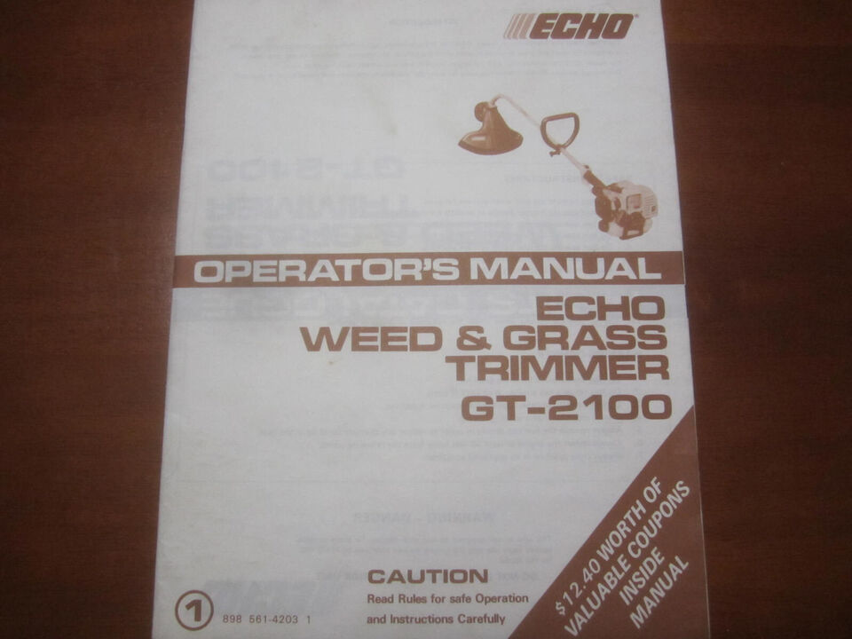 ECHO GT2100 Manual Operator&#39;s Manual - $14.99