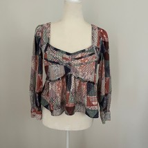 American Eagle Patchwork Peasant Babydoll Crop Long Sleeve Top XS - $14.99