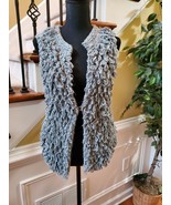 VINTAGE Identity Club Ivory shag knit Vest Small loop Gypsy Hippie Boho ... - $35.20 CAD