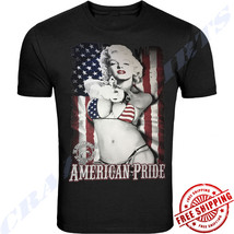 Marilyn Monroe Wearing michael jordan #23 American flagT-shirt Adult Sizes S-5XL - £7.30 GBP