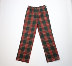 Deadstock Vintage 60s 70s Womens Size 16 Knit Bell Bottoms Pants Plaid USA - £77.40 GBP
