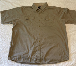 Wrangler Button Down Shirt Mens XL Khaki Chambray Short Sleeve Western - $14.89