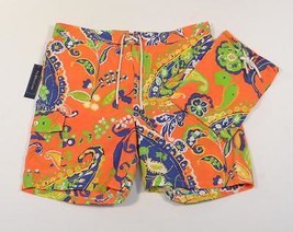 Ralph Lauren Orange Floral Swim Trunks Boardshorts with Carry Bag Mens N... - $164.99