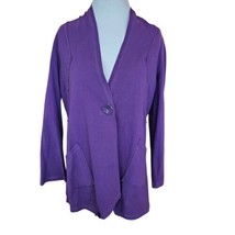 Habitat Womens M Purple Cardigan Sweayer Jersey Knit Stretch 1 Button La... - $28.88