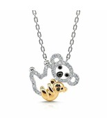 2Ct Coupe Ronde Véritable Moissanite Koala Pendentif 14K Deux Ton Plaqué... - $146.37 CAD