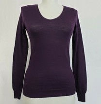 Ann Taylor V-neck Pullover Sweater Purple long sleeve womens petite size XS - £11.80 GBP