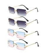 4Pair Unisex Metal Frame Rimless Classic Fashion Sunglasses for Men Wome... - £10.09 GBP