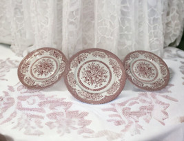 Lot of 3 Wood &amp; Sons Plate Set- 2 Rose Pink Floral 8&quot; Luncheon Plate &amp; one 10&quot; - £38.64 GBP