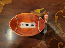 Ceramic Football Bowl With Matching Sterling Silver Knife/Spreader - $24.00