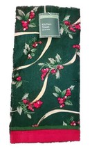 Holiday Time Holly &amp; Berry Hand Kitchen Towel 100% Cotton - £3.01 GBP