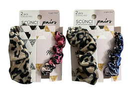 2 Packs Of Scunci Scrunchies Mommy And Me Sets Leopard Spot 4 Pairs Total - £10.30 GBP