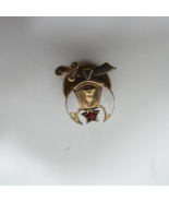 Vintage Shriner&#39;s Masonic Gold Toned Small Lapel Pin Enamel Red Star Scr... - €23,52 EUR