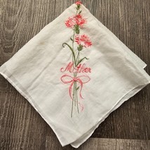 Vintage Hankie Embroidered Mother Flowers Bow Handkerchief Hanky Floral ... - £11.91 GBP