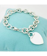 SMALL 6.5&quot; Tiffany Charm Bracelet in Sterling Silver Classic Blank Heart... - $249.00