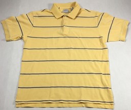 Izod Men&#39;s Polo Shirt Size M/M 100% Pima Cotton Yellow Striped Short Sleeve - $11.95