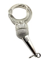 NEW MICROPHONE KING PENDANT &amp; 4mm/36&quot; FRANCO CHAIN HIP HOP NECKLACE - MP861 - £32.12 GBP