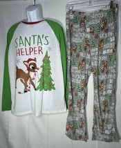 Men’s Rudolph the Red-nosed Reindeer Christmas 2 pc pajamas-size medium - £11.08 GBP